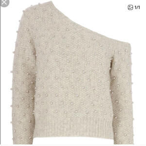 MICHELLE MASON beige knit pearl sweater sz S